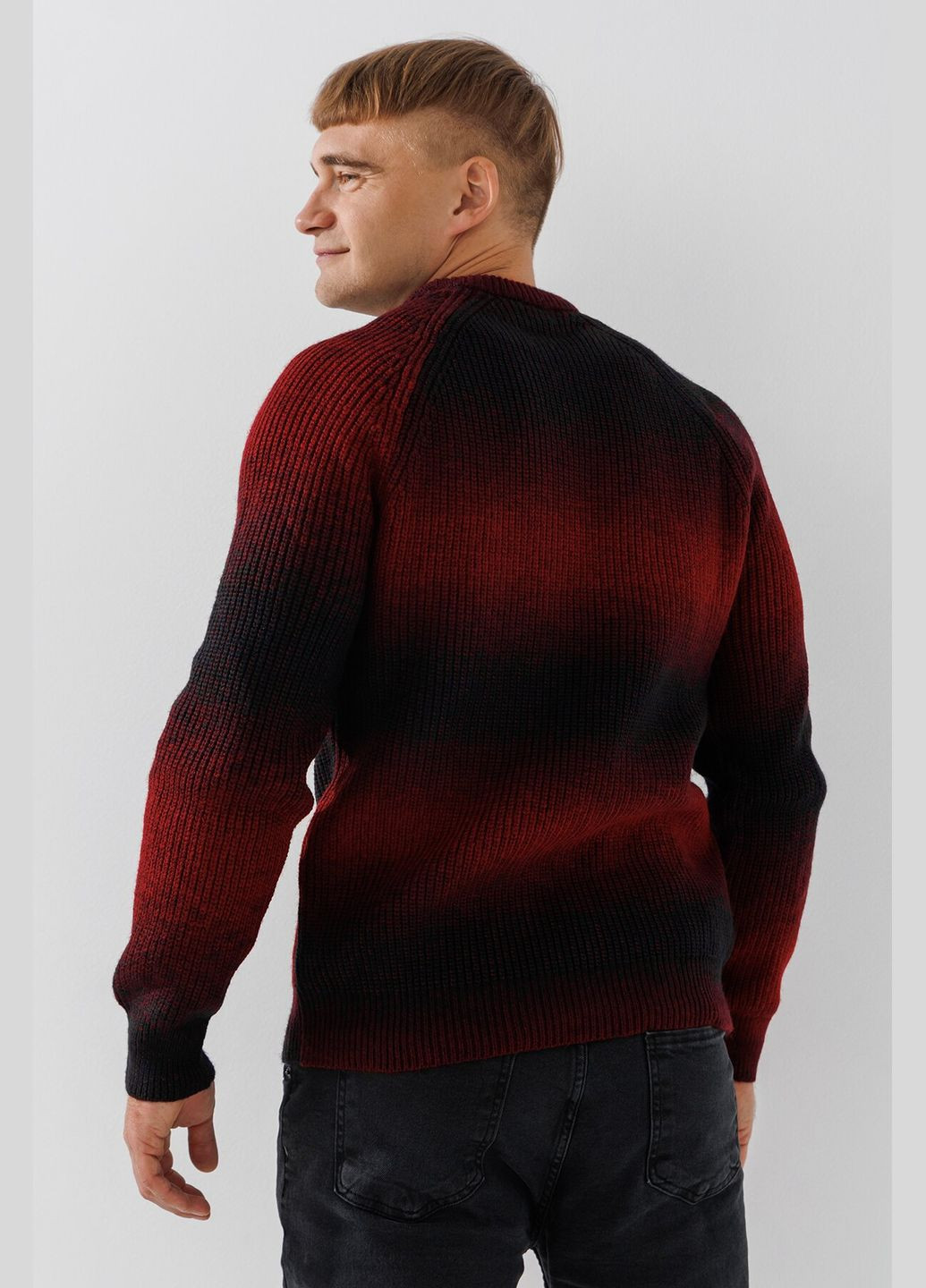 Бордовый демисезонный джемпер с узором мужской t7032 бордовый shop (2000990782199) Figo