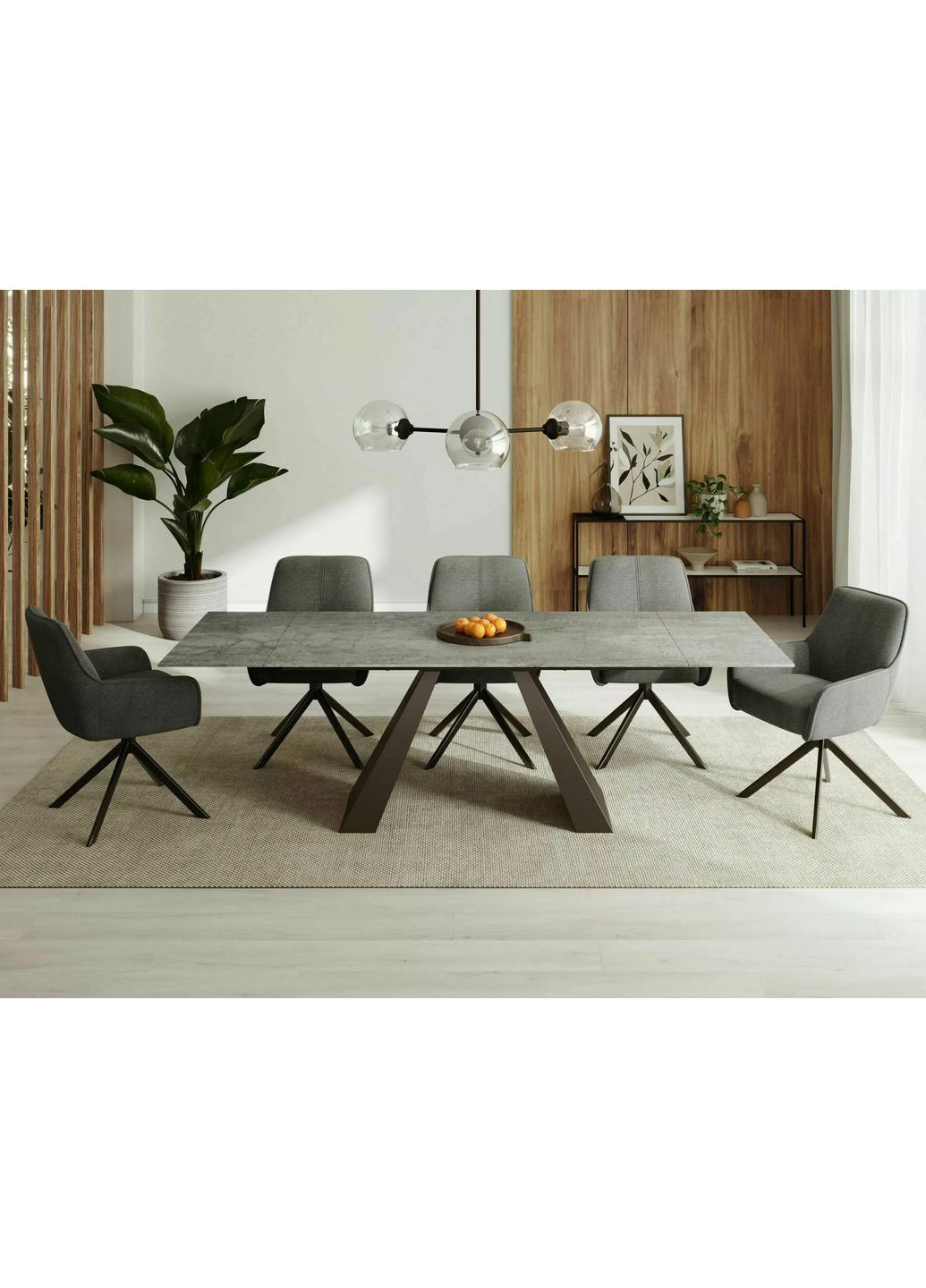 Стіл обідній розкладний SALVADORE CERAMIC Світло-Сірий Pietra di Savoia / Чорний мат (160-240)X90 SALVADOREJSZC160 Signal (372178308)