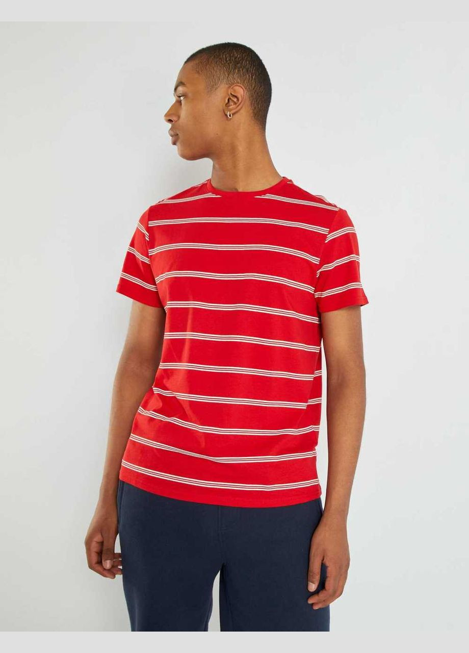Красная футболка basic,красный в полоску, Kiabi