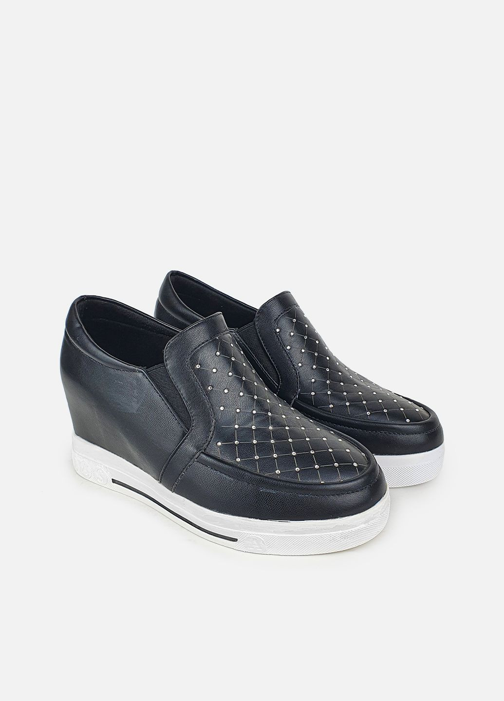 Жіночі чорні сліпони на платформі зі стразами шкіряні,, 7558 Shi Getu чер, 36 Baoli (282820460)