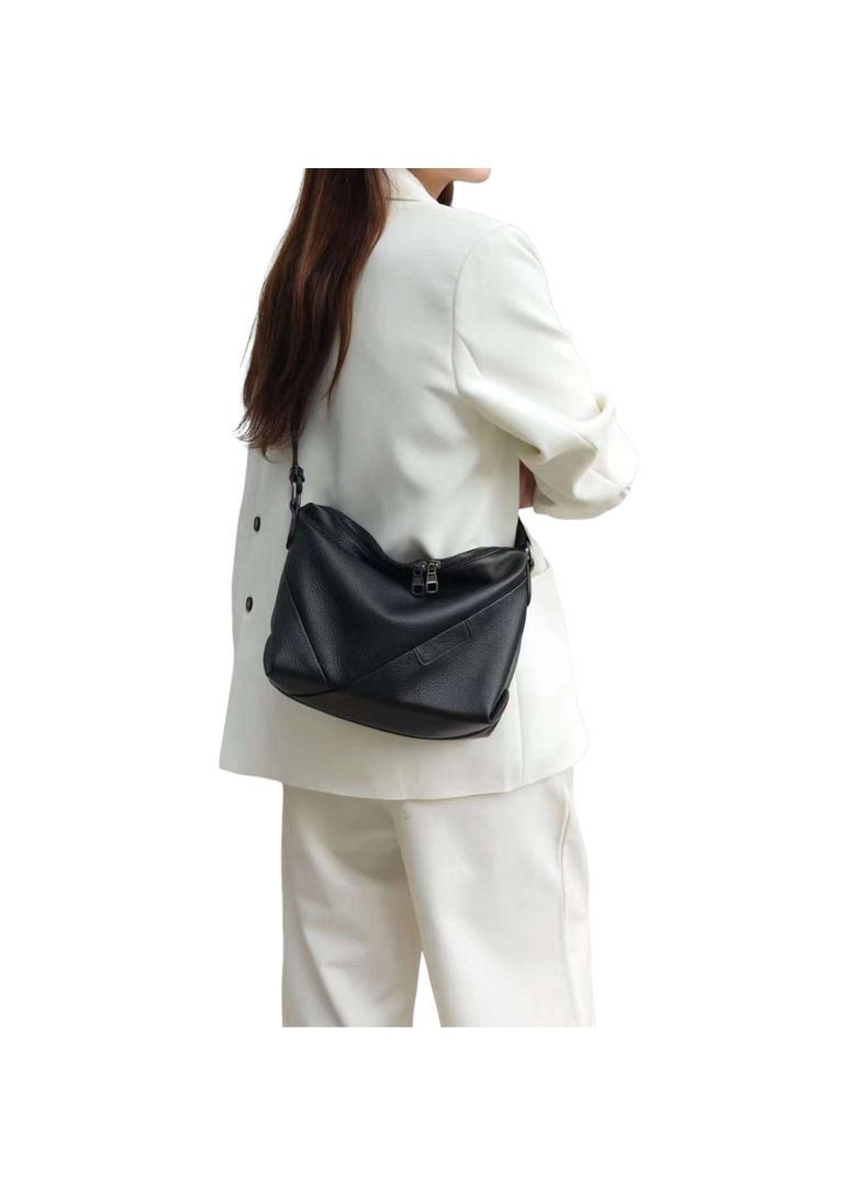 Шкіряна жіноча сумка через плече чорна RoyalBag NB2-3401A (299179405)