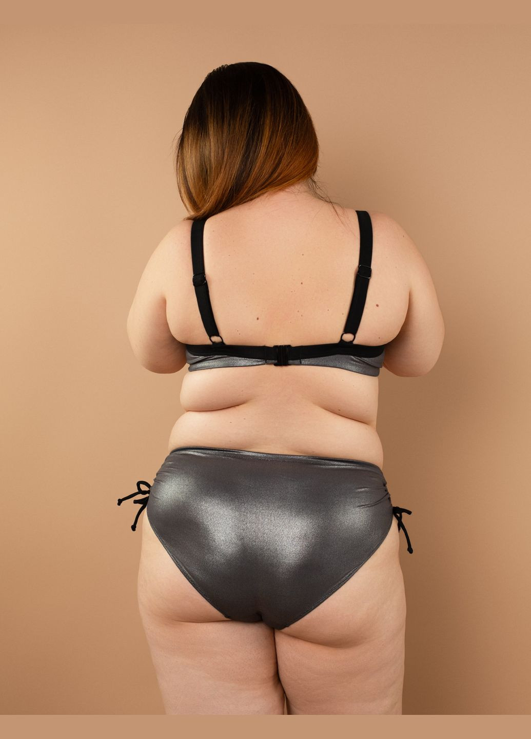 Серебряные купальные трусики слип с высокой талией so246922 серебро Brabrabra