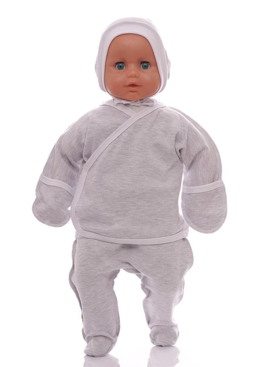 Сірий набір для новонародженого інтерлок сірий 62 см (40943) BABYKROHA