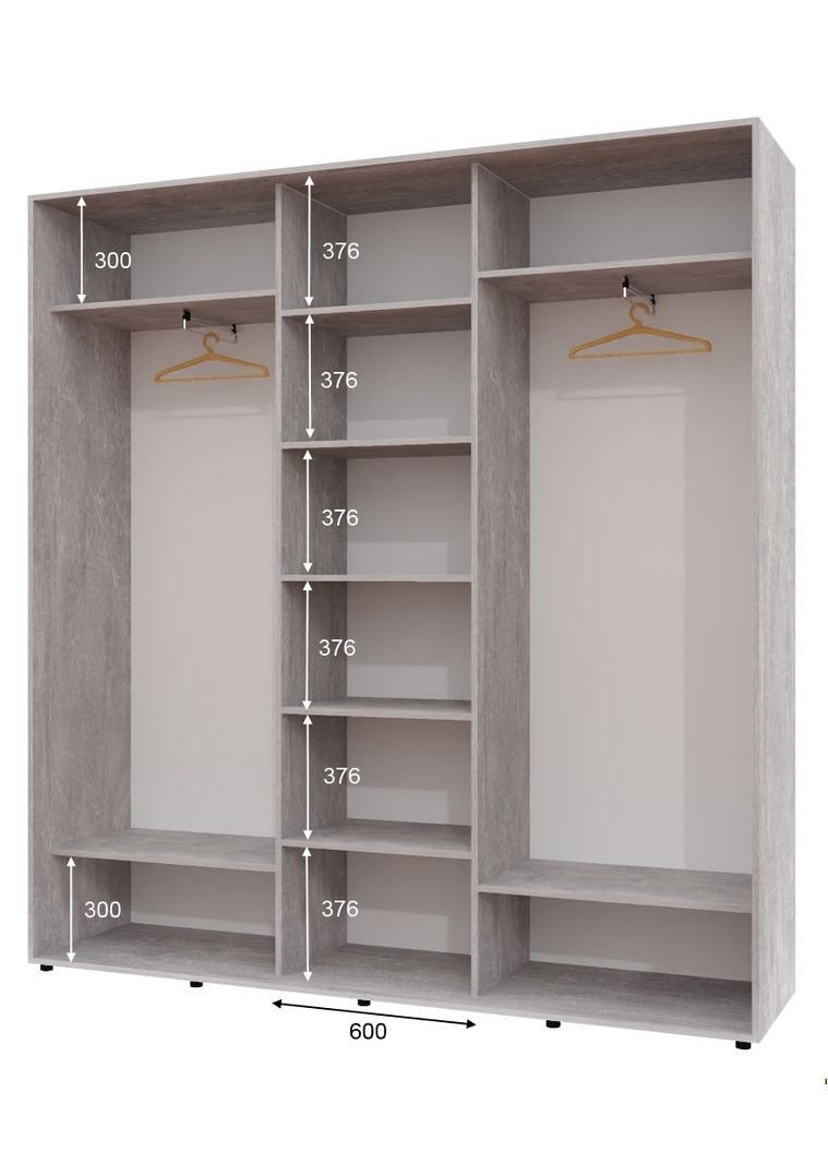 Шафа-купе тридверна 230*45*230 см Індастріал 3 двері ДСП ШК-04 Алекса (360474073)