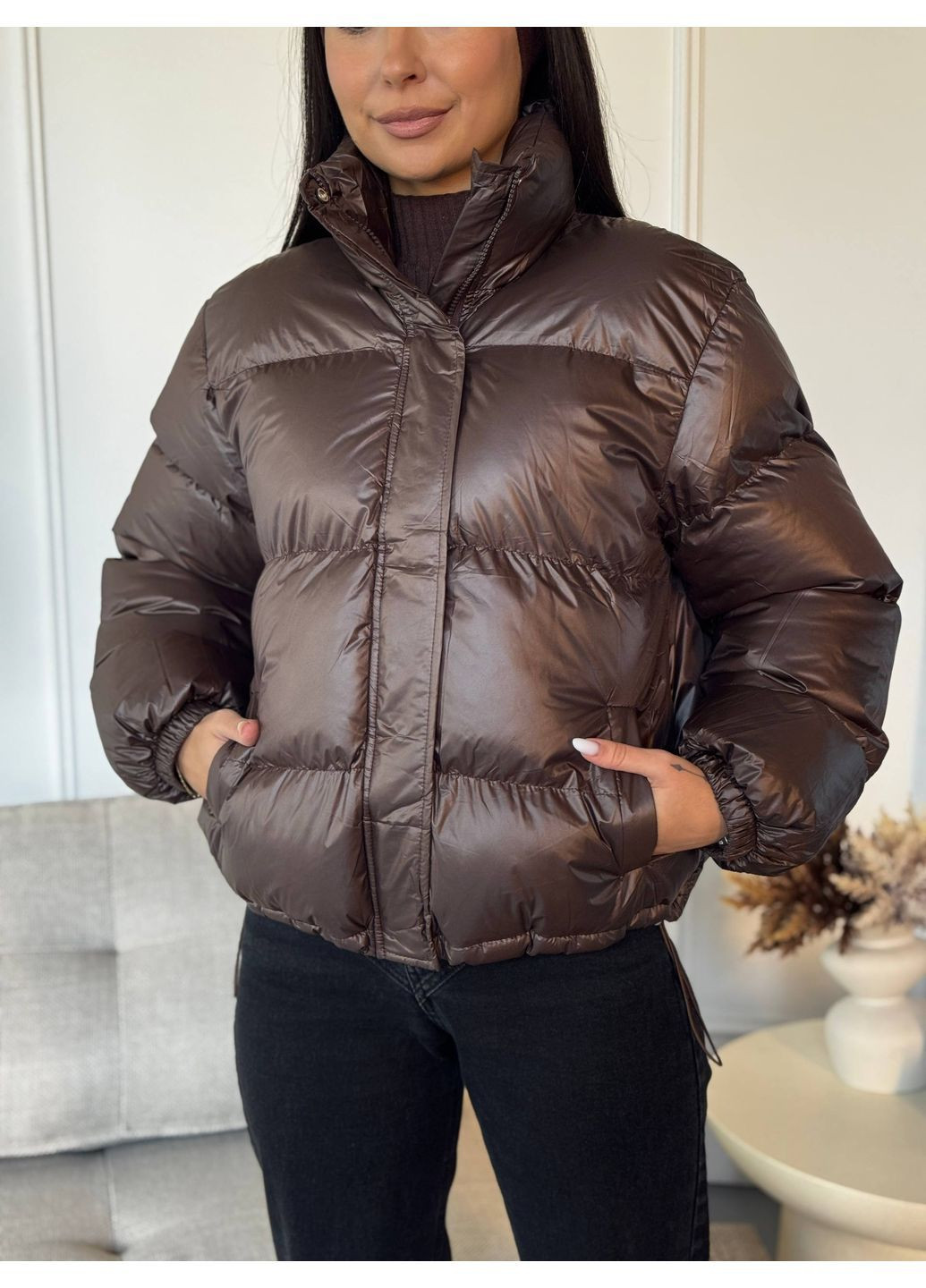 Коричневий демісезонний Пуховик Style Point
