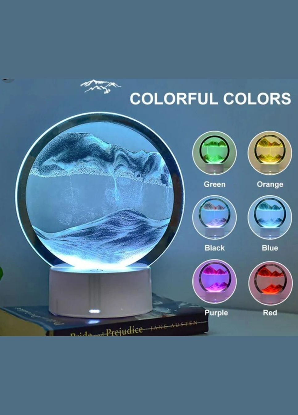 Настольная лампа песочные горы 3D ночник с USB, RGB и подставкой, движущиеся песочные часы. No Brand W_2029246141 (302394459)