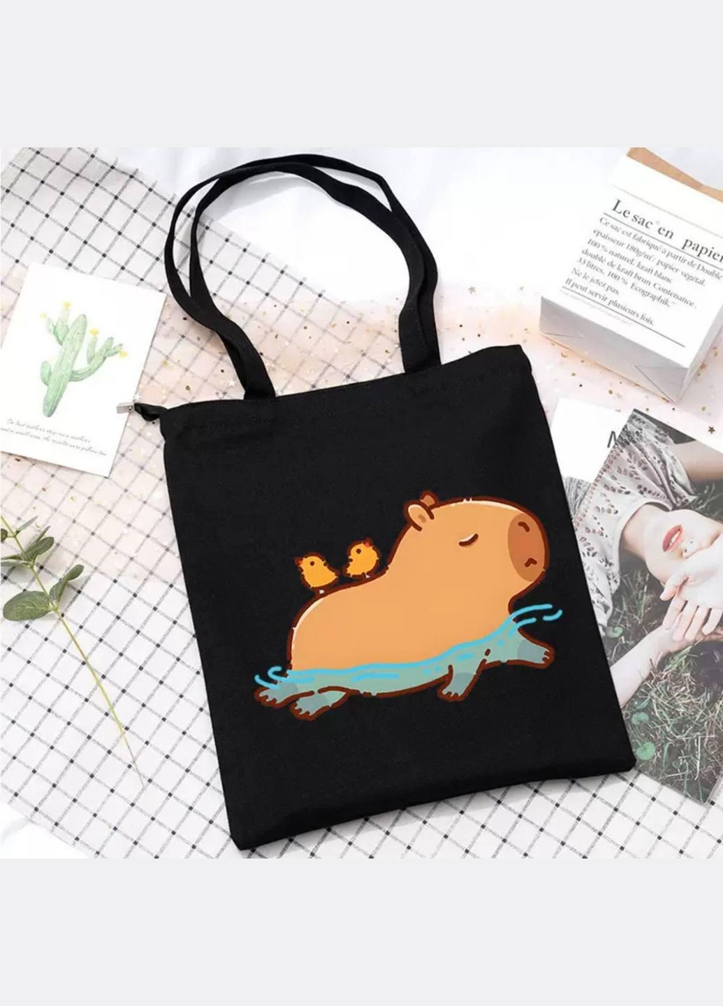 Шоппер на молнии Капибара плывет No Brand (333162950)