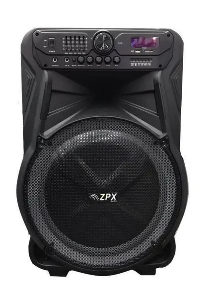 Колонка Bluetooth ZPX ZX-7772 на акумуляторі з бездротовим мікрофоном USB Bluetooth FM TWS пульт ДУ 350 Вт Чорний Zephir (370606443)