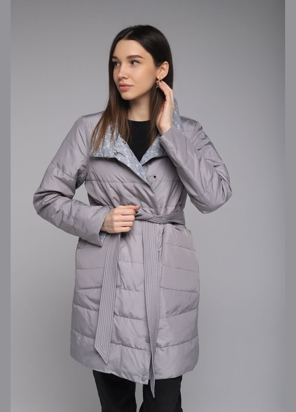 Сіра демісезонна куртка двостороння жіноча 2355 (2000989401179d) shop (2000989401179) Visdeer