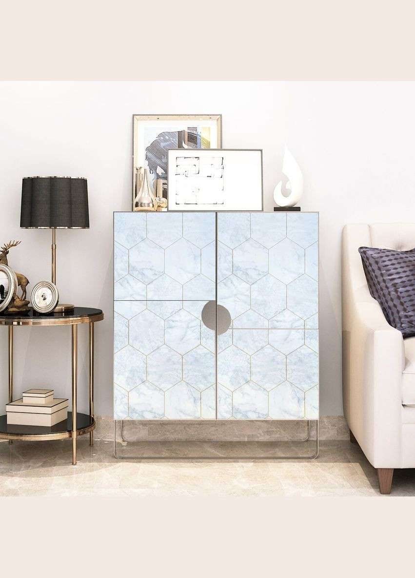 Самоклеюча плівка 0,45х10м х 0,07мм Малахітовий мармур золоті соти SW-00001214 Sticker Wall (341284104)