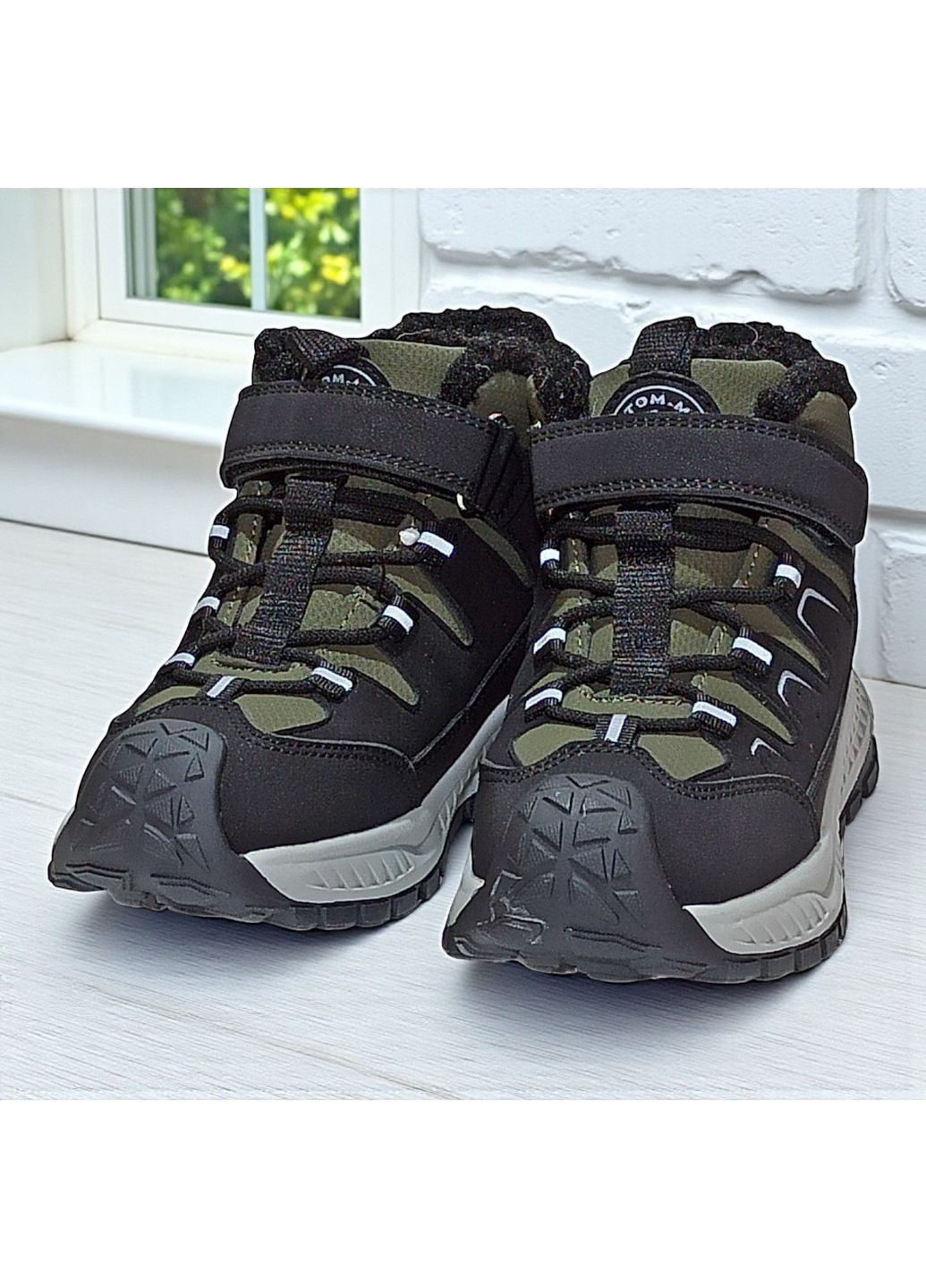 Хаки зимние дутики на липучках,зимние ботинки на овчине для мальчика, зимние хайтопы для мальчика Tom.M на липучке