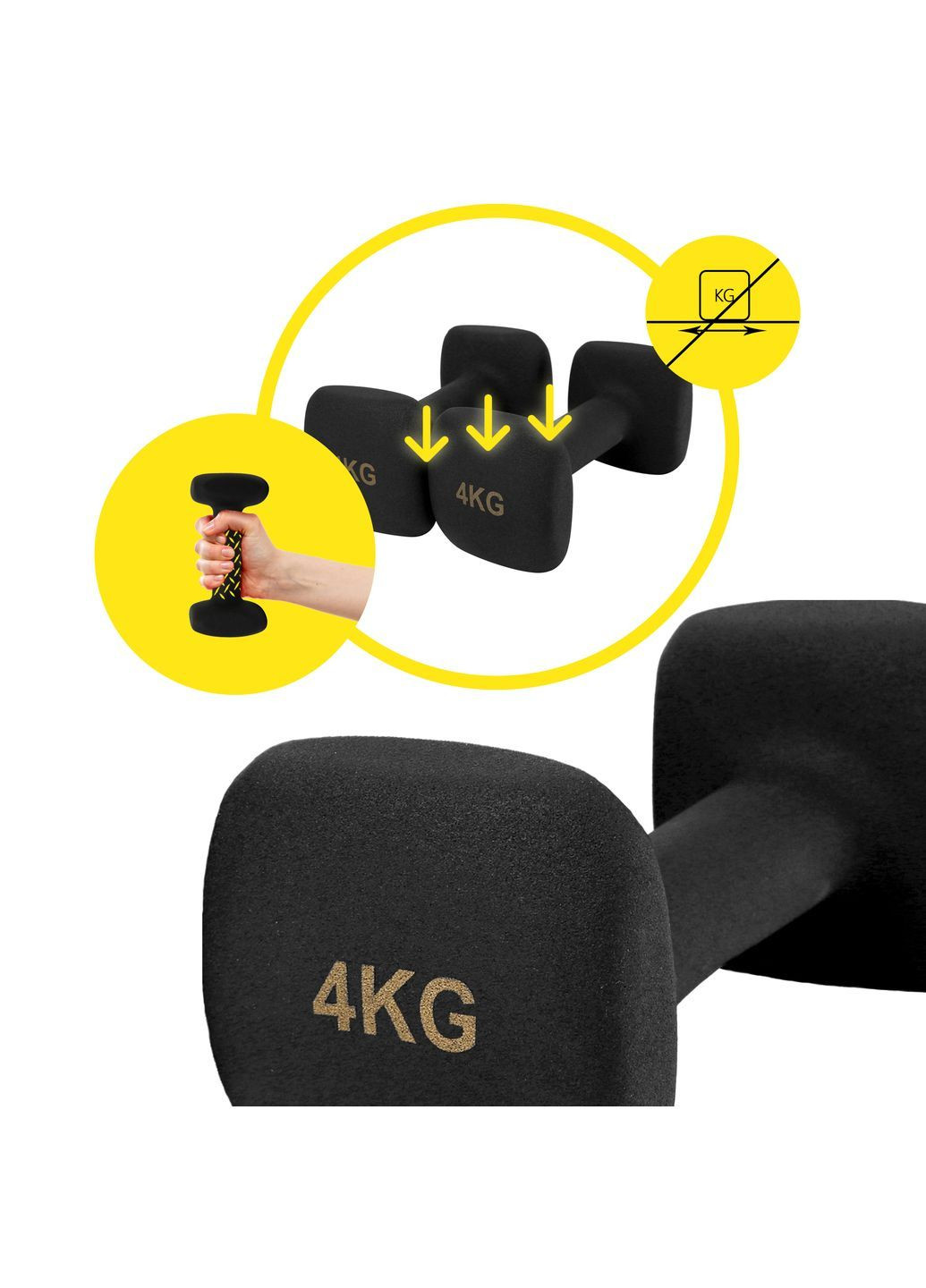 Гантели виниловые Square 2 x 4 кг XR-0409 Black Cornix (372925236)