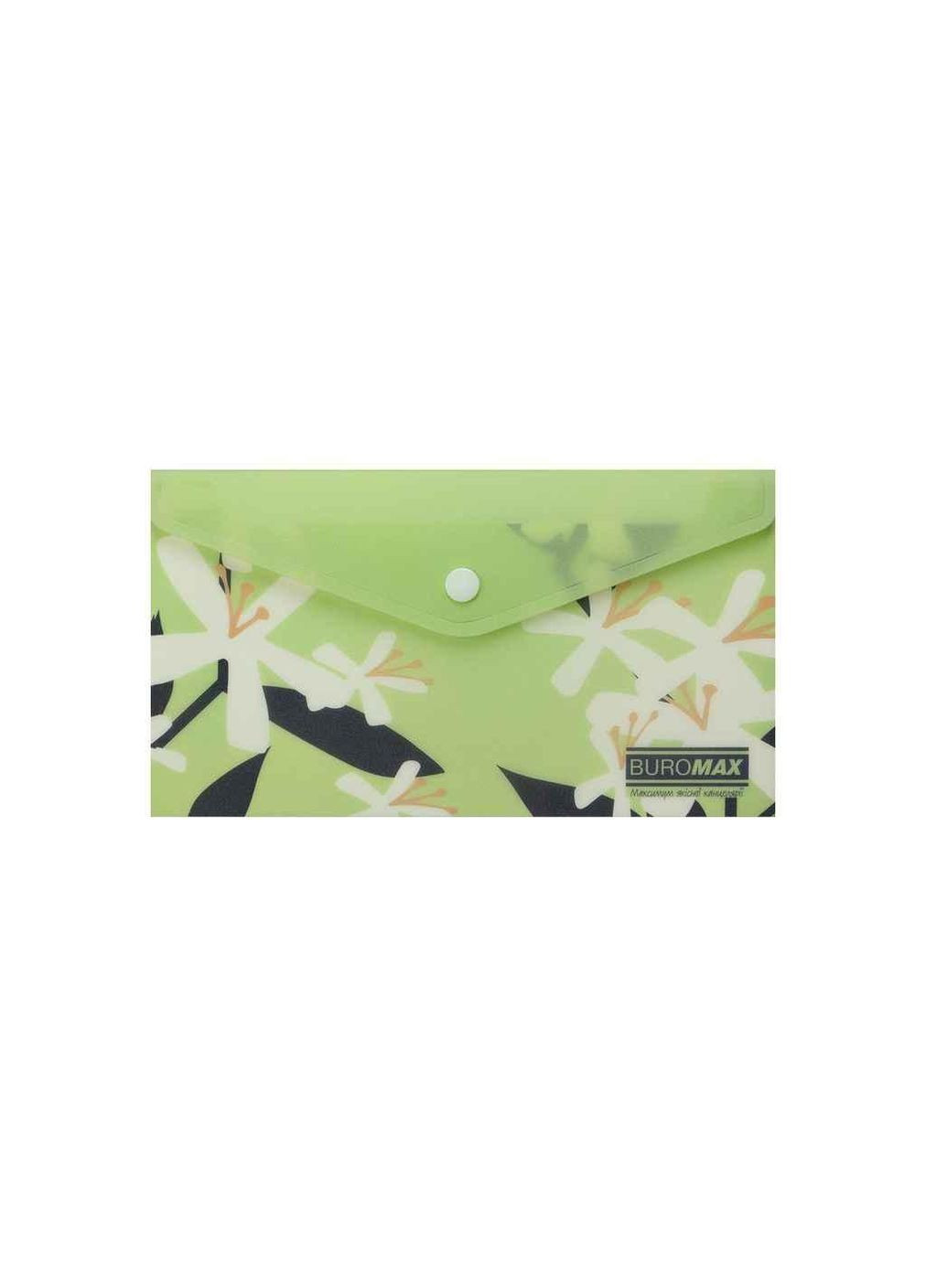 Папка на кнопці конверт ARABESKI DL пластик салатовий ТМ Buromax (367582752)