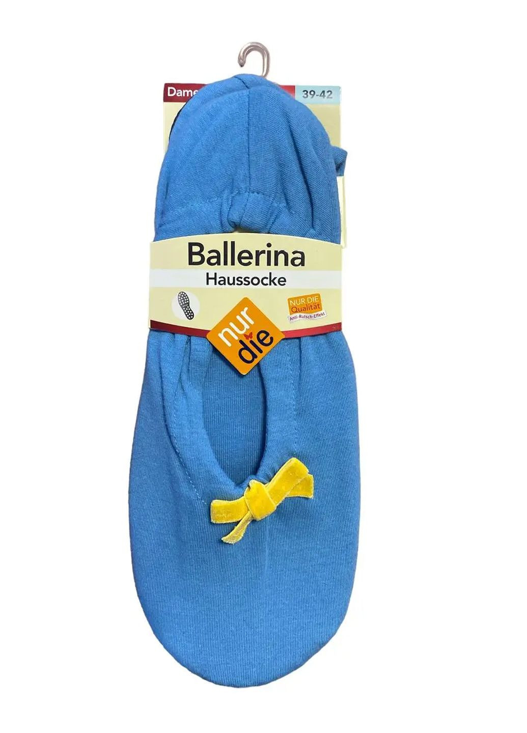 Голубые женские домашние тапочки-балетки ballerina houssocke р.39-42 голубые (496847) Nur Die с бантом