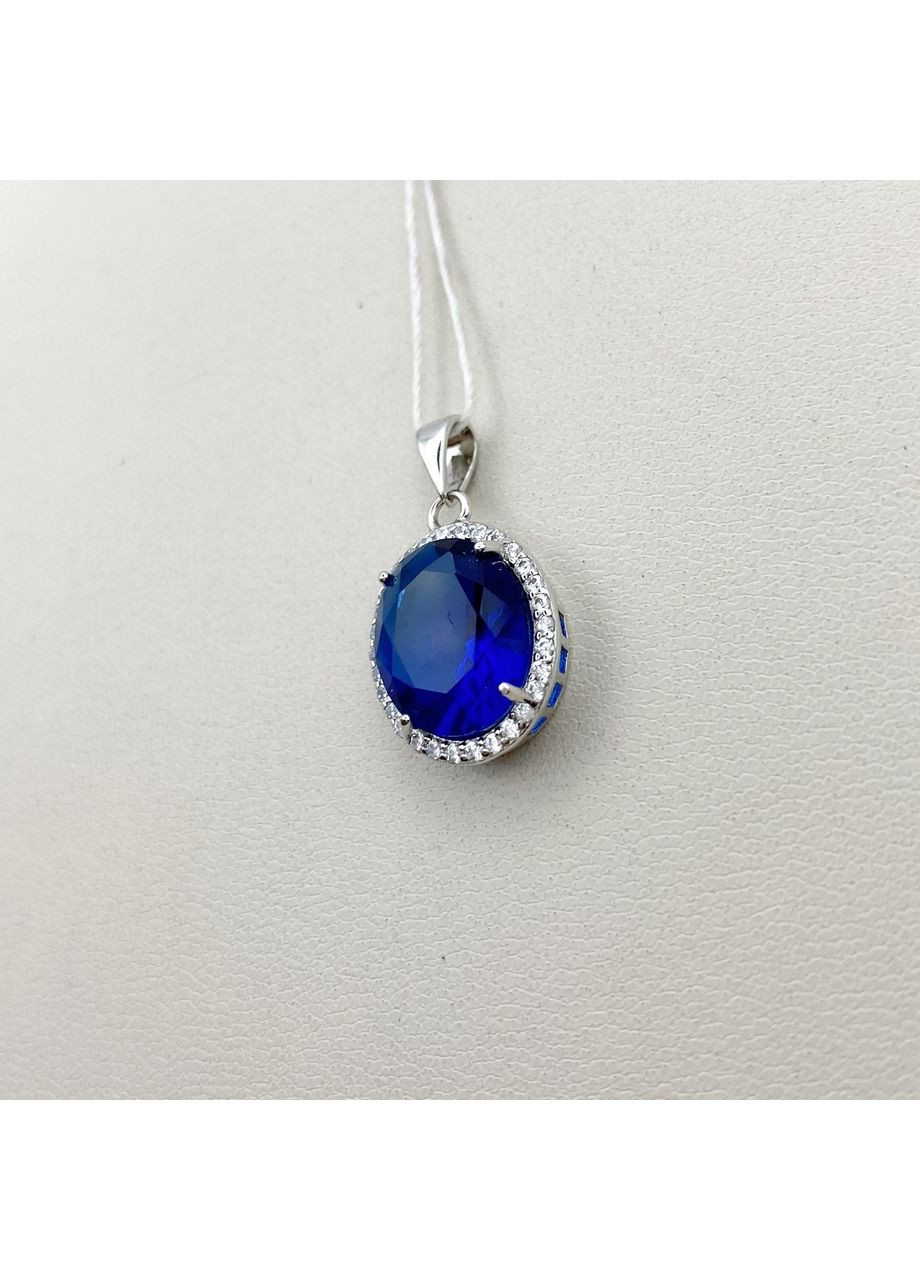 Кулон срібний із сапфіром альпінітом та кубічним цирконієм 1,98 г No Brand (369736745)