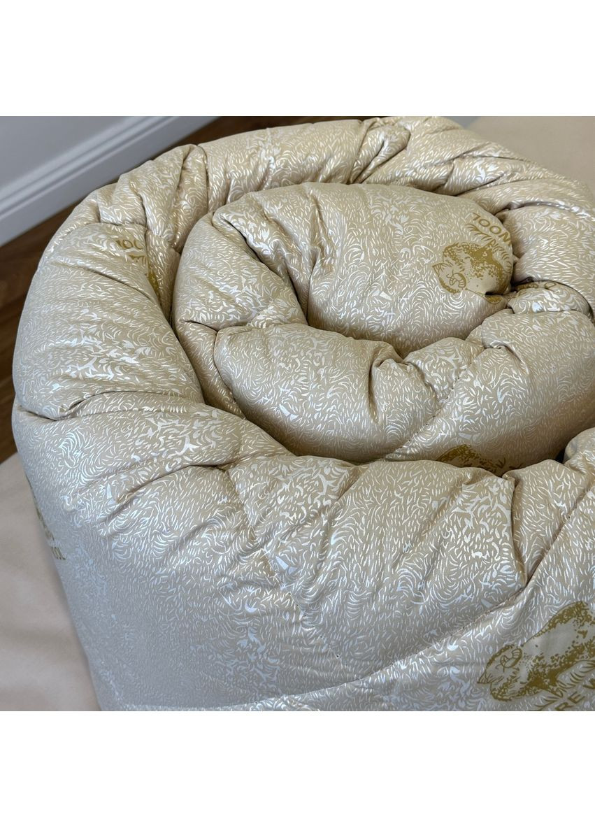 Одеяло двуспальное стеганное зимнее из шерсти Pure Wool 21501 180х210 см бежевое Leri Max (365688985)