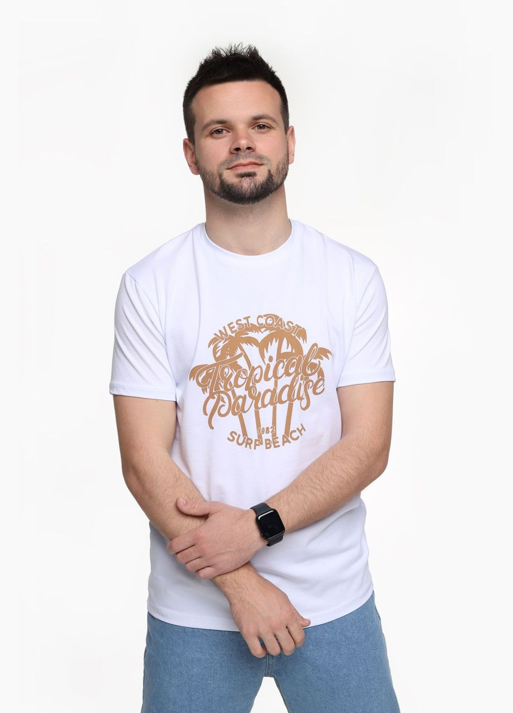 Біла футболка з принтом чоловіча cju21329 білий CLUB JU