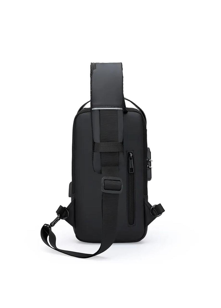 Сумка-слінг чорна водонепроникна через плече для жінок і чоловіків з USB роз'ємом ProDobro (364668353)