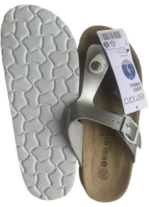 Серые шлепанцы с анатомической кожаной стелькой для женщины lidl 406139 Esmara