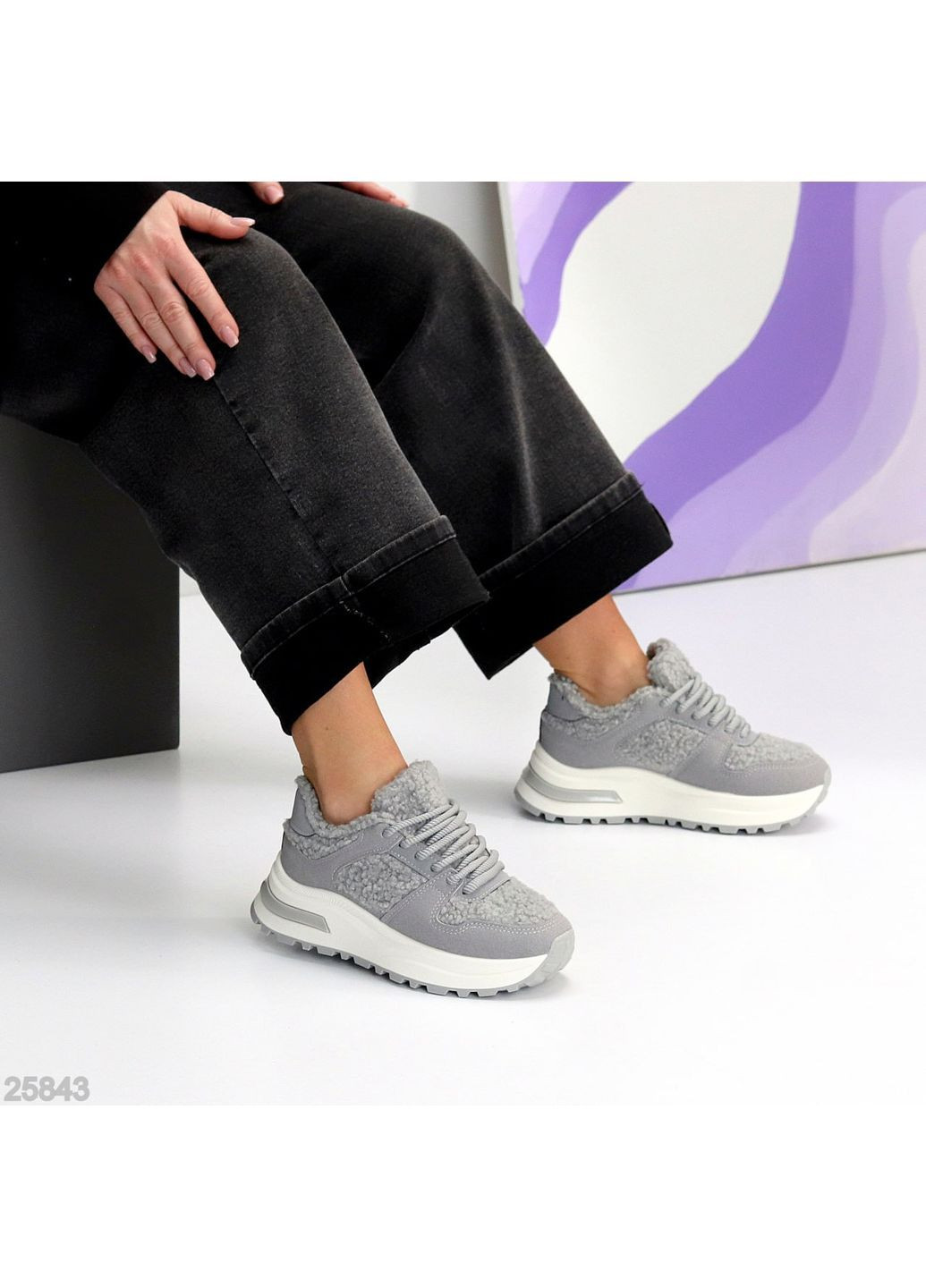 Утеплені кросівки No Brand сірі зими (369363753)