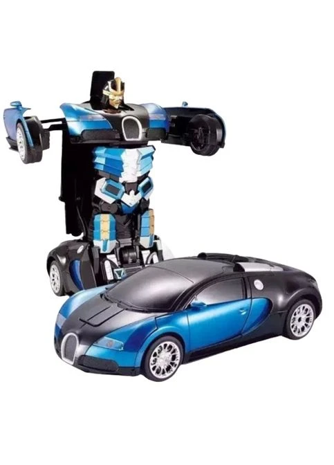 Машинка трансформер Bugatti Robot Car Size 18 спорткар/бойовий робот підсвічування синє (WM-3371_290) XPRO (392924731)
