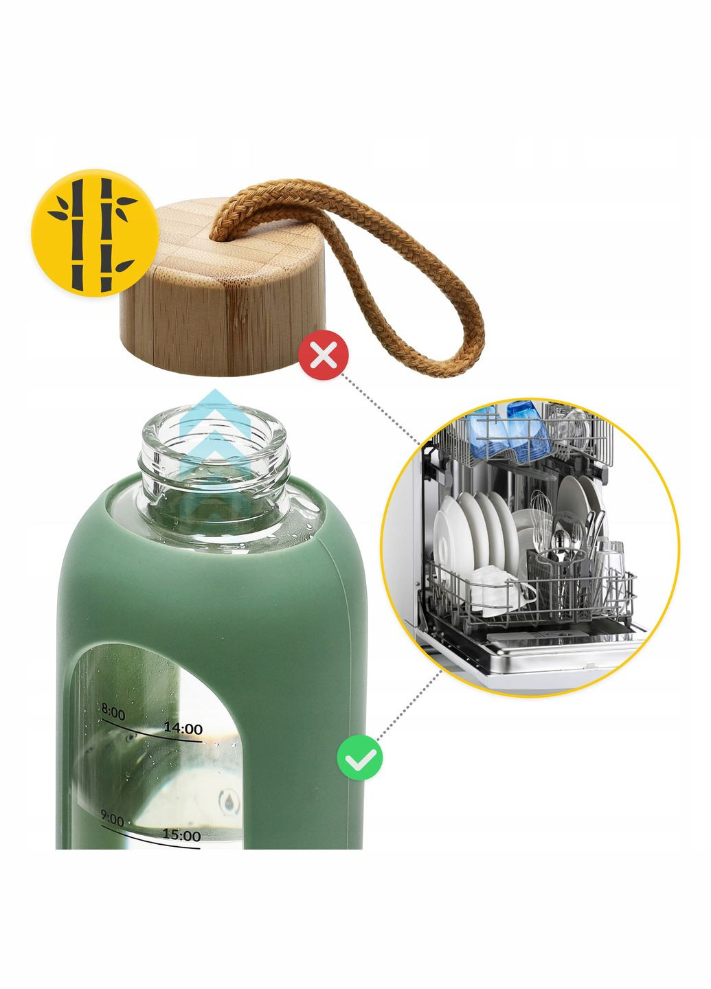 Пляшка для води спортивна 1000 мл скляна Olive () 4FIZJO P-5905973403900 (324264862)