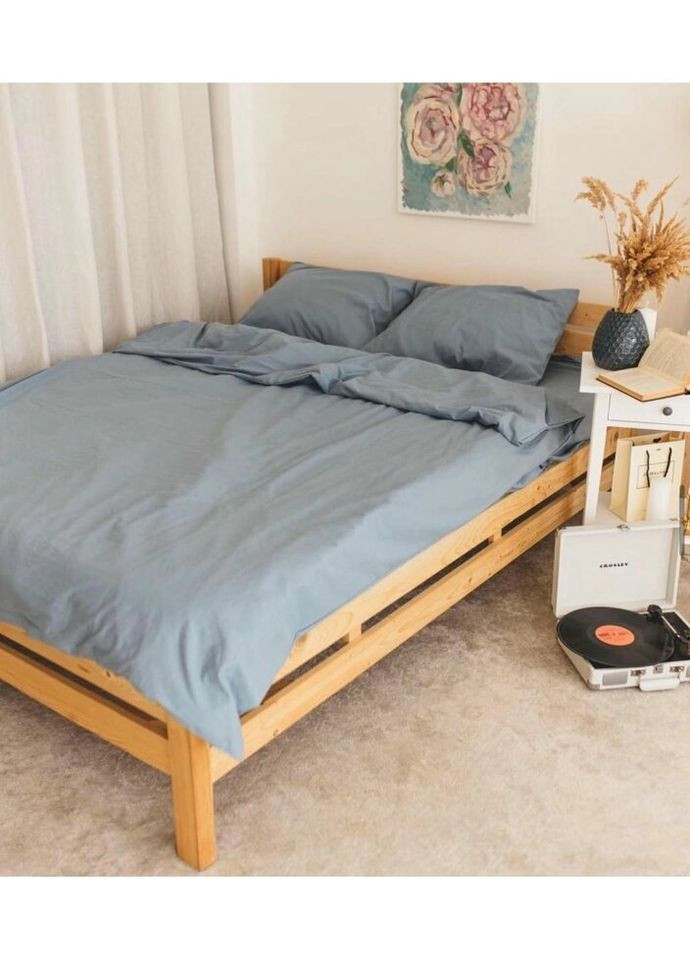 Постельное белье евро Home Вареный хлопок 20486 200х220 см серое DUSHKA (327790813)