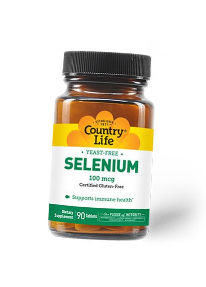 Селен, Бездрожжевий L-Селенометіонін, Selenium 100, 90таб (36124062) Country Life (296686481)