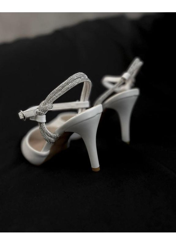 Golden Beach Білі туфлі на каблуку, білі туфлі на шпильці, туфлі слінгбеки білі код 5050 слінгбекі білий з штучна шкіра, — літо (349309470)