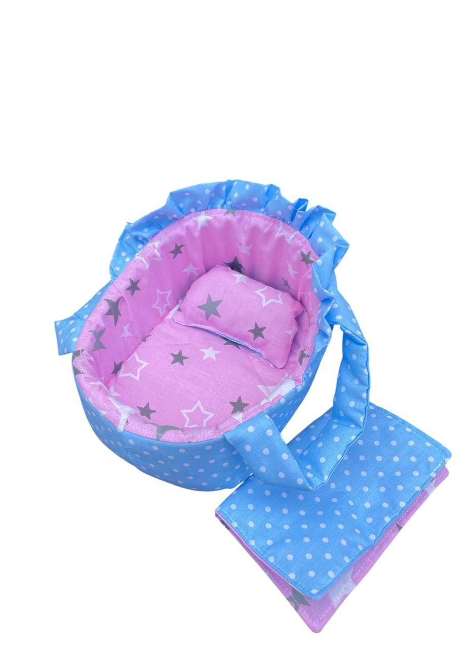 Люлька для куклы до 18 см голубая No Brand колиска ліжечко переноска (347637758)