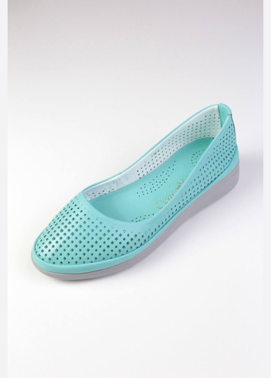 Женские балетки Benito | бирюзовые однотонные натуральная кожа (316714053)