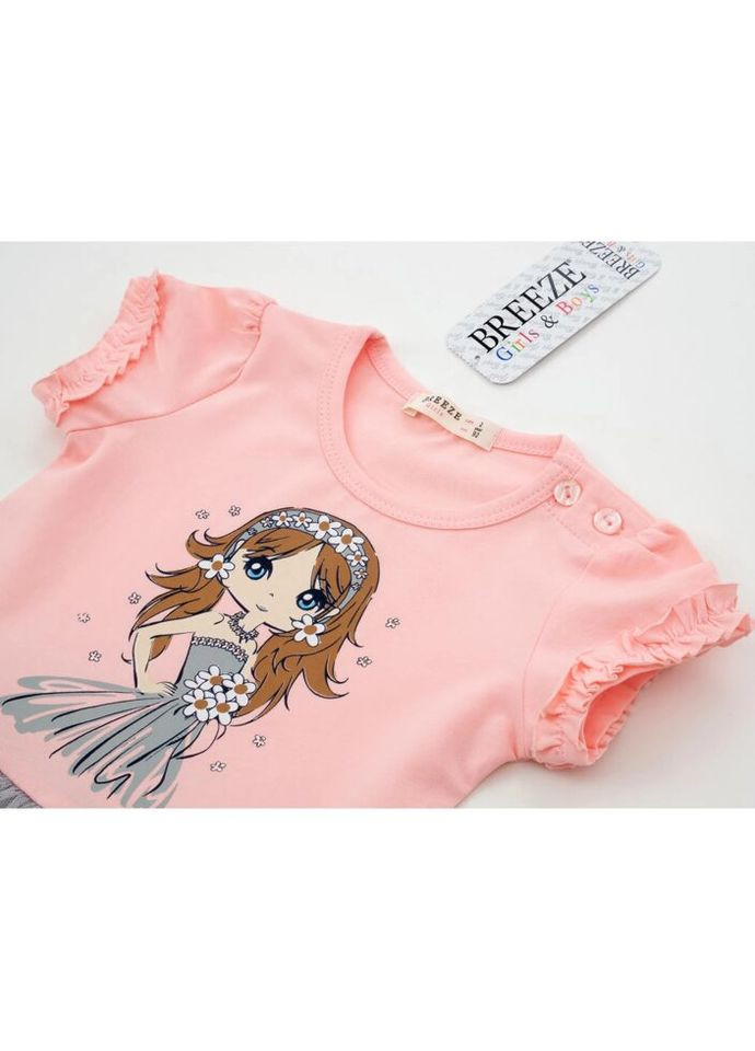 Комбинированное платье с фатиновой юбкой (19713-116g-pink) Breeze (300625017)