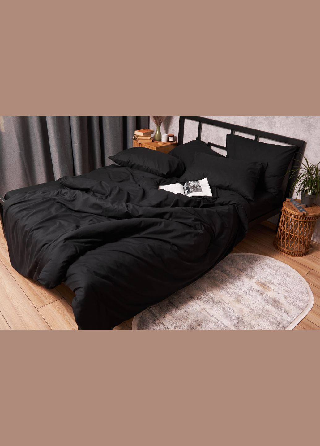 Комплект постільної білизни Бязь Gold Люкс євро 200х220 наволочки 2х70х70 (MS-820002987) Moon&Star Black (288044282)