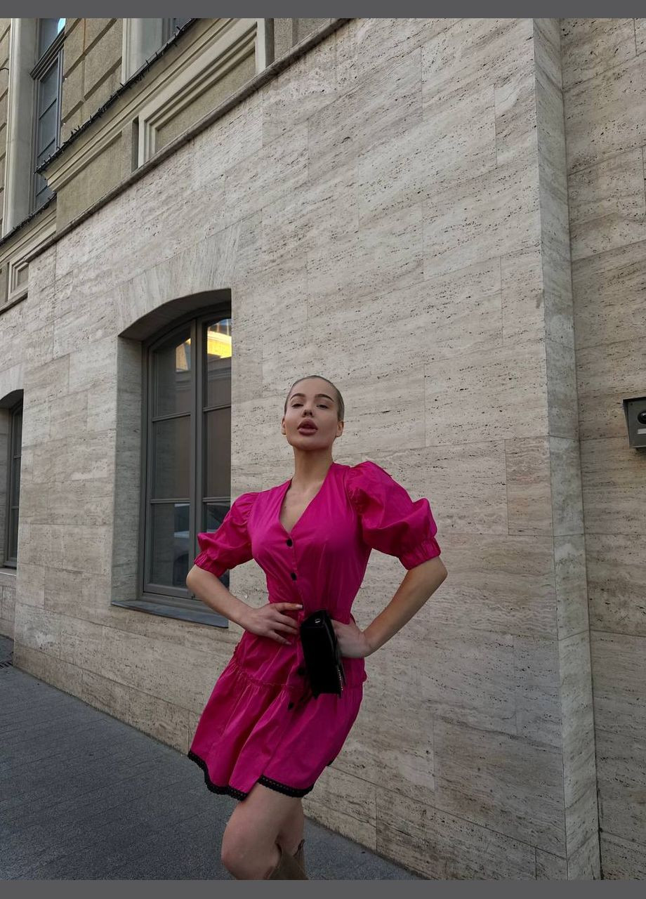 Малинова повсякденний жіноча сукня на гудзиках Україна однотонна