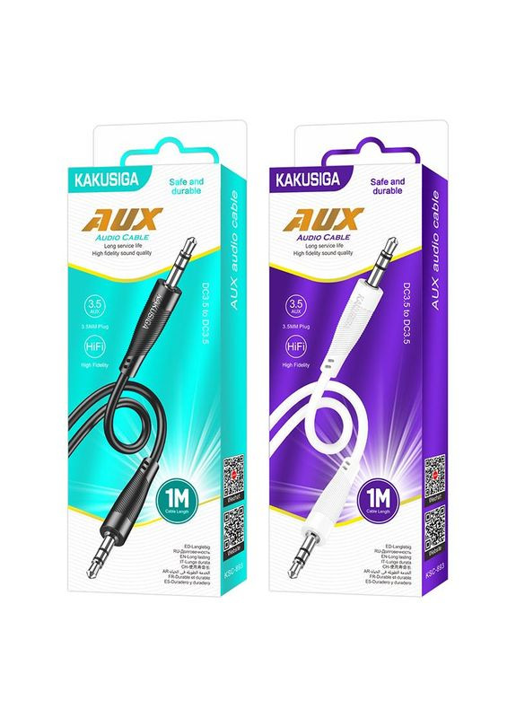 AUX кабель KSC-893 3.5мм - 3.5мм- білий Kakusiga (367603729)