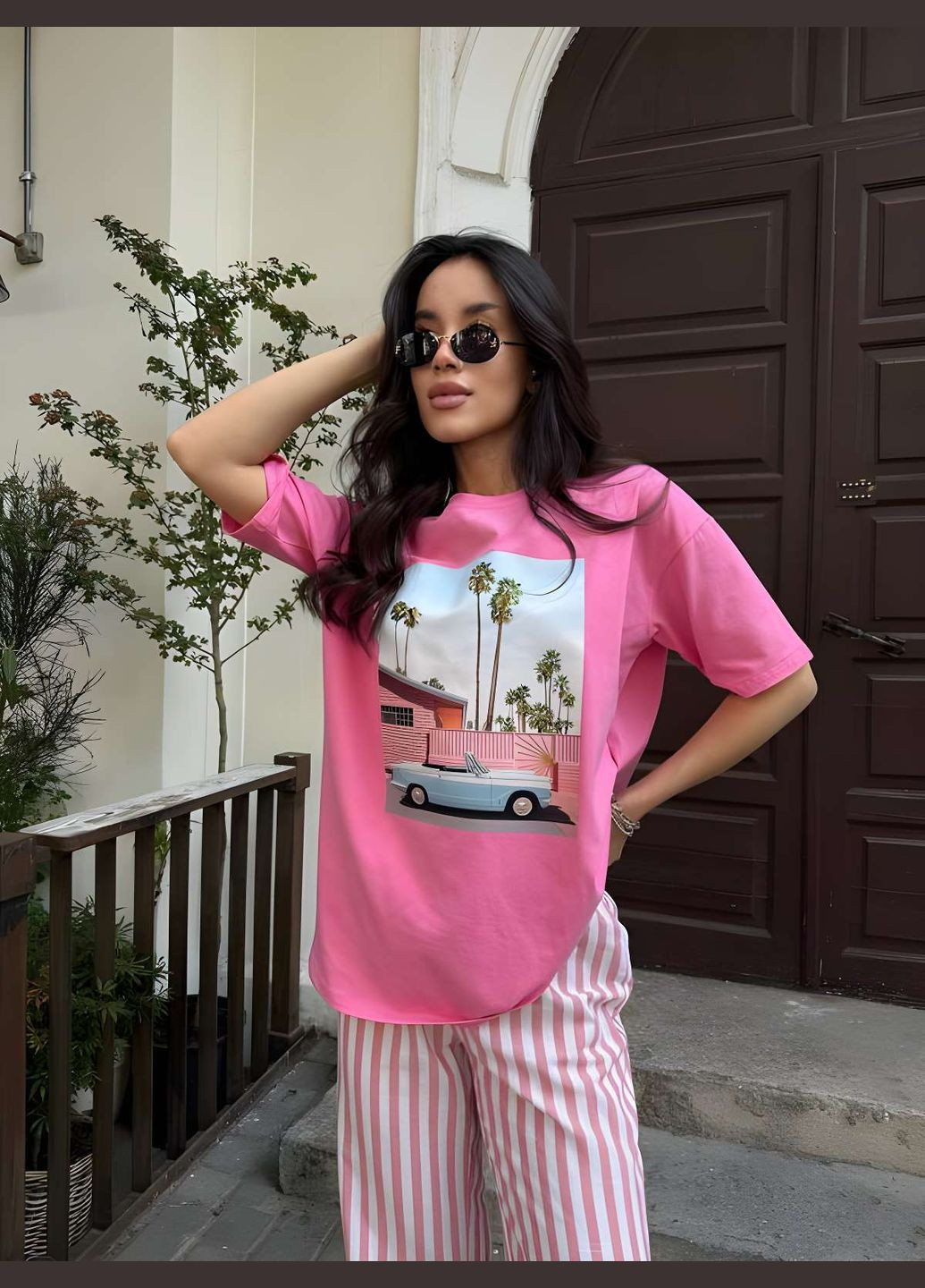 Женская яркая базовая хлопковая футболка с веселым принтом розовый хлопок. Україна - (339402815)