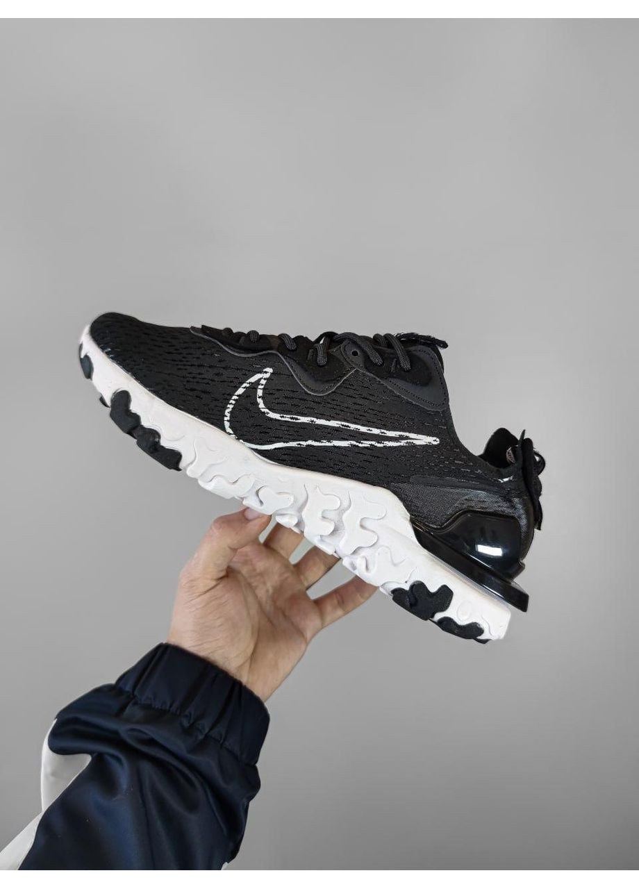 КРОССОВКИ ЖЕНСКИЕ NIKE REACT VECTOR BLACK / WHITE НАЙК РЕАКТ ВИСИОН No Brand чёрные демисезоны (368887733)
