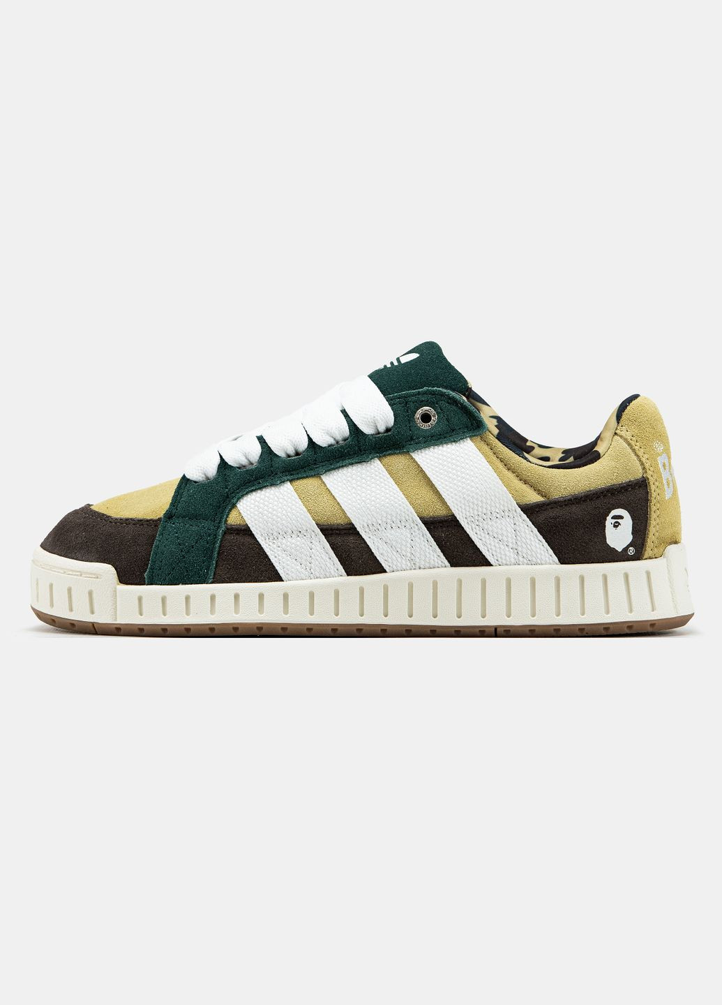 Бежевые всесезонные кроссовки мужские adidas lwst x bape beige green brown white | адидас лвст бежевые зеленые коричневые белые No Brand