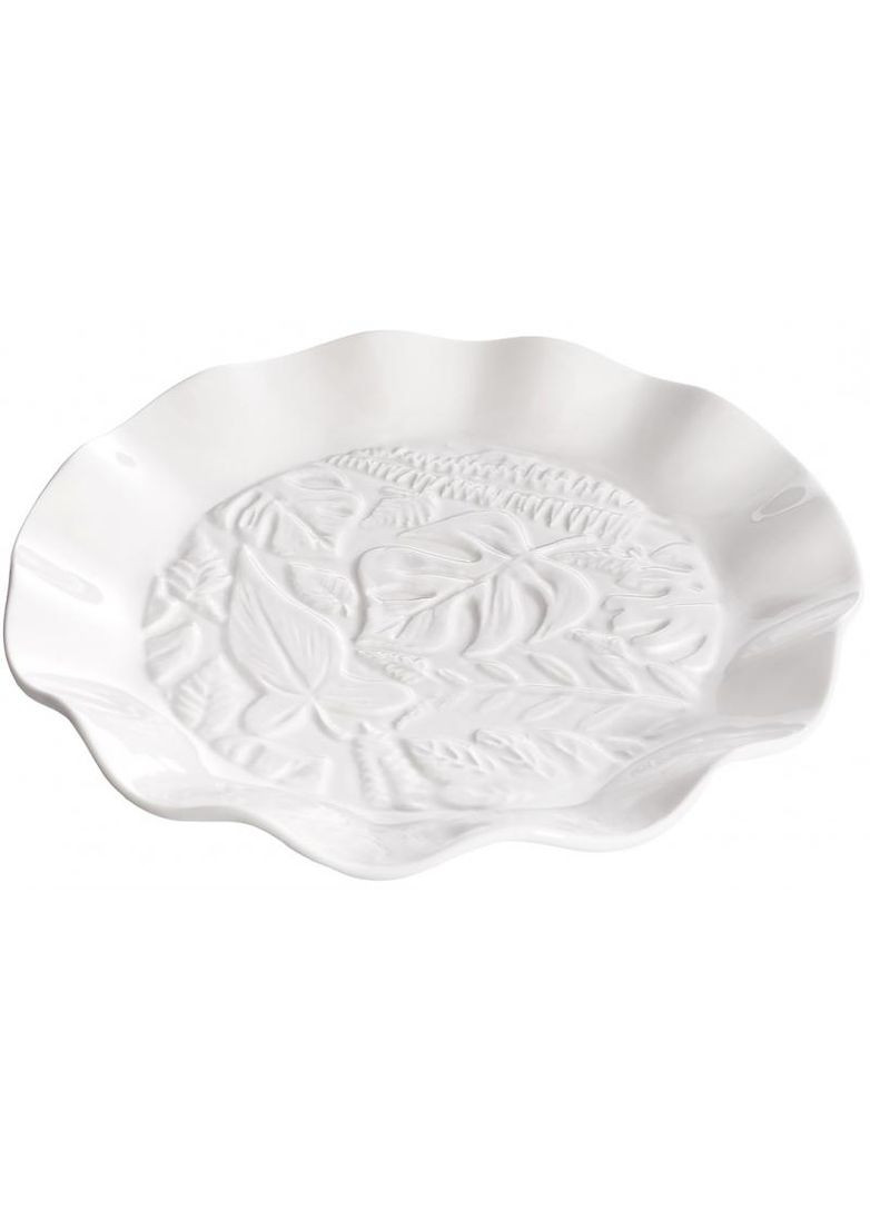 Набор 3 обеденные тарелки "White City Монстера" Ø21см, белый фарфор Bona (372173957)