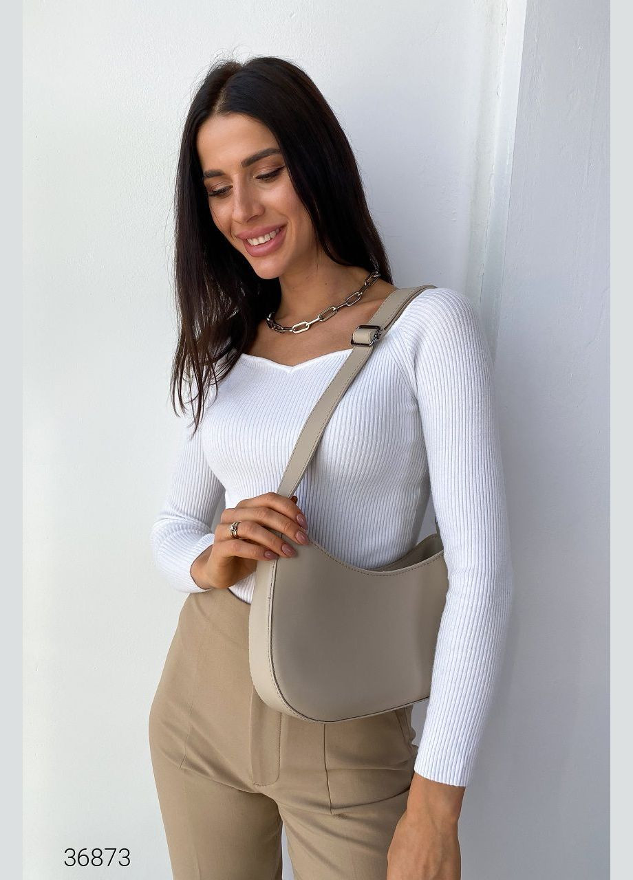 Белый демисезонный джемпер в рубчик с фигурным вырезом джемпер Liton