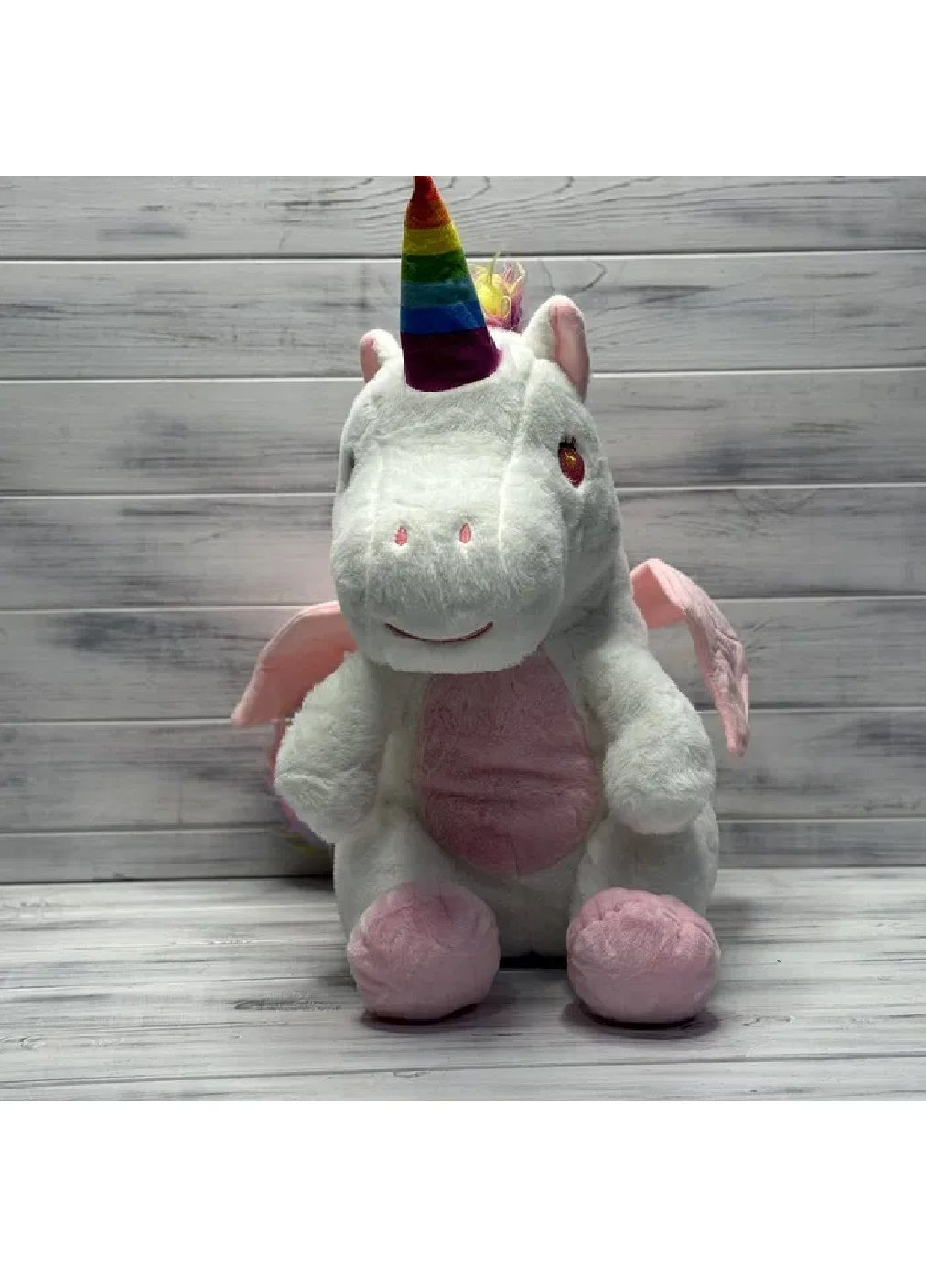 Мягкая большая плюшевая игрушка единорог с крыльями для детей малышей девоек мальчиков 53 см (478066-Prob) Белый с розовым Unbranded (302287856)