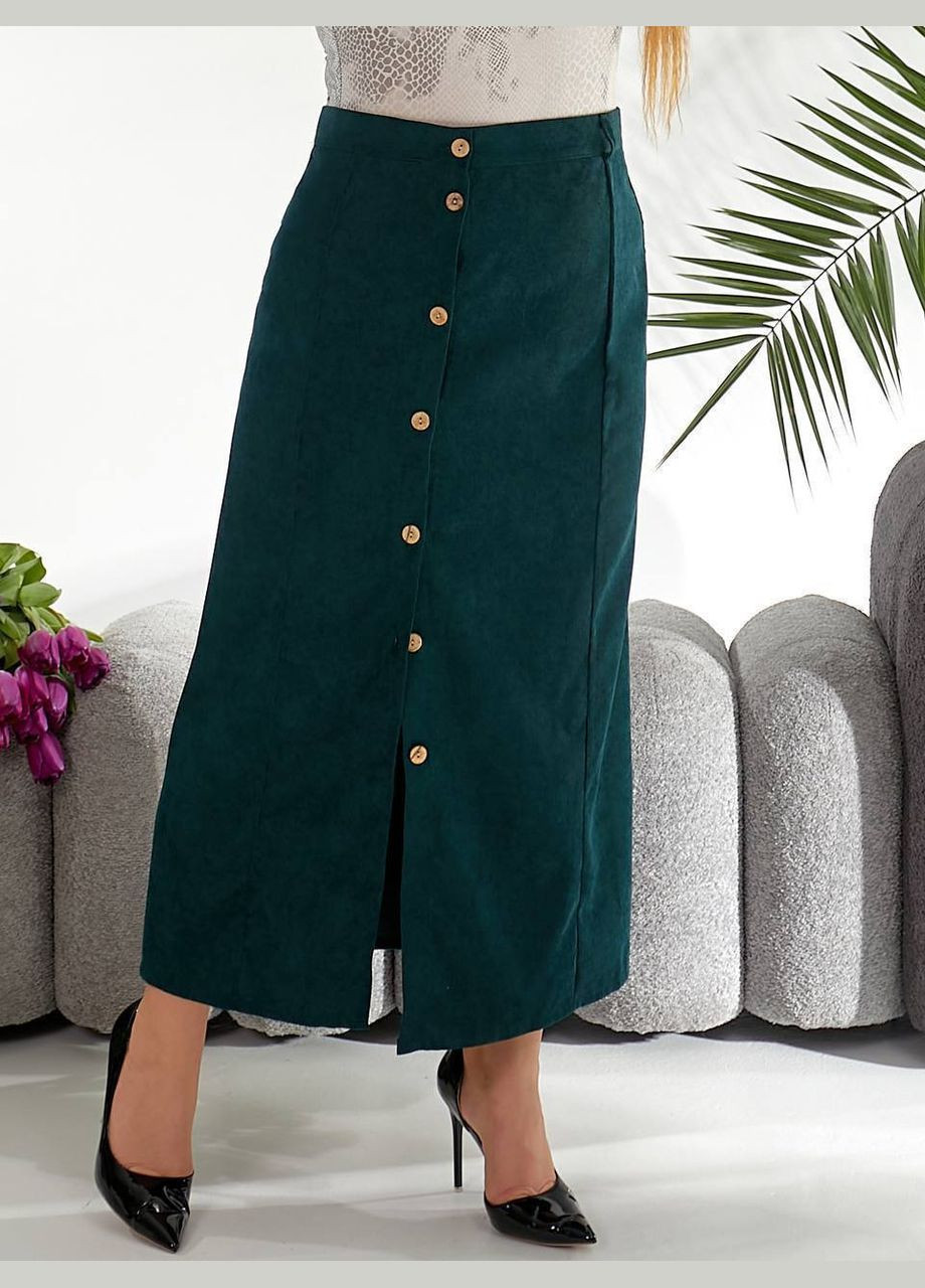 Зеленая повседневная, офисная, кэжуал однотонная юбка женская длинная Style Point