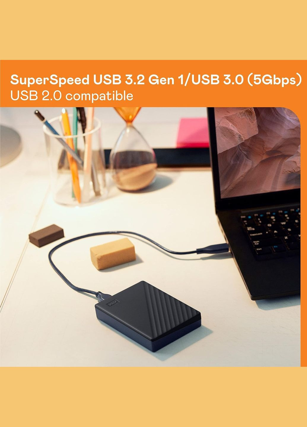 Зовнішній жорсткий диск 2.5" USB 5.0TB My Passport Black (WDBPKJ0050BBK-WESN) WD (336954488)