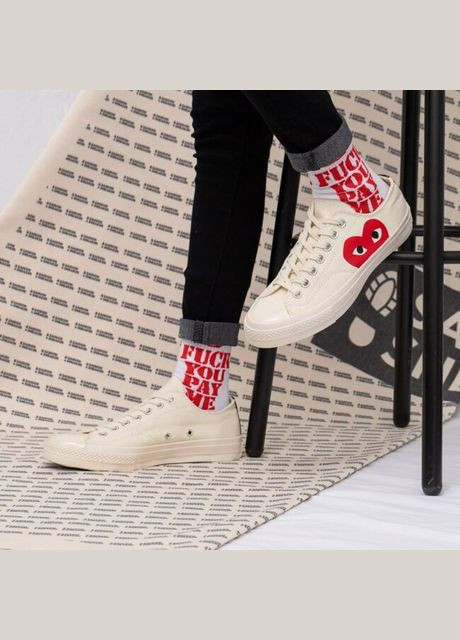 Білі кеди chuck taylor all-star 70s low ox comme des garcons play white No Brand