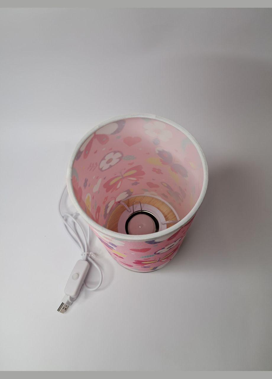 Настільна лампа на дерев'яній підставці USB WSTOO12B butterfly пірван абажур No Brand (316702826)