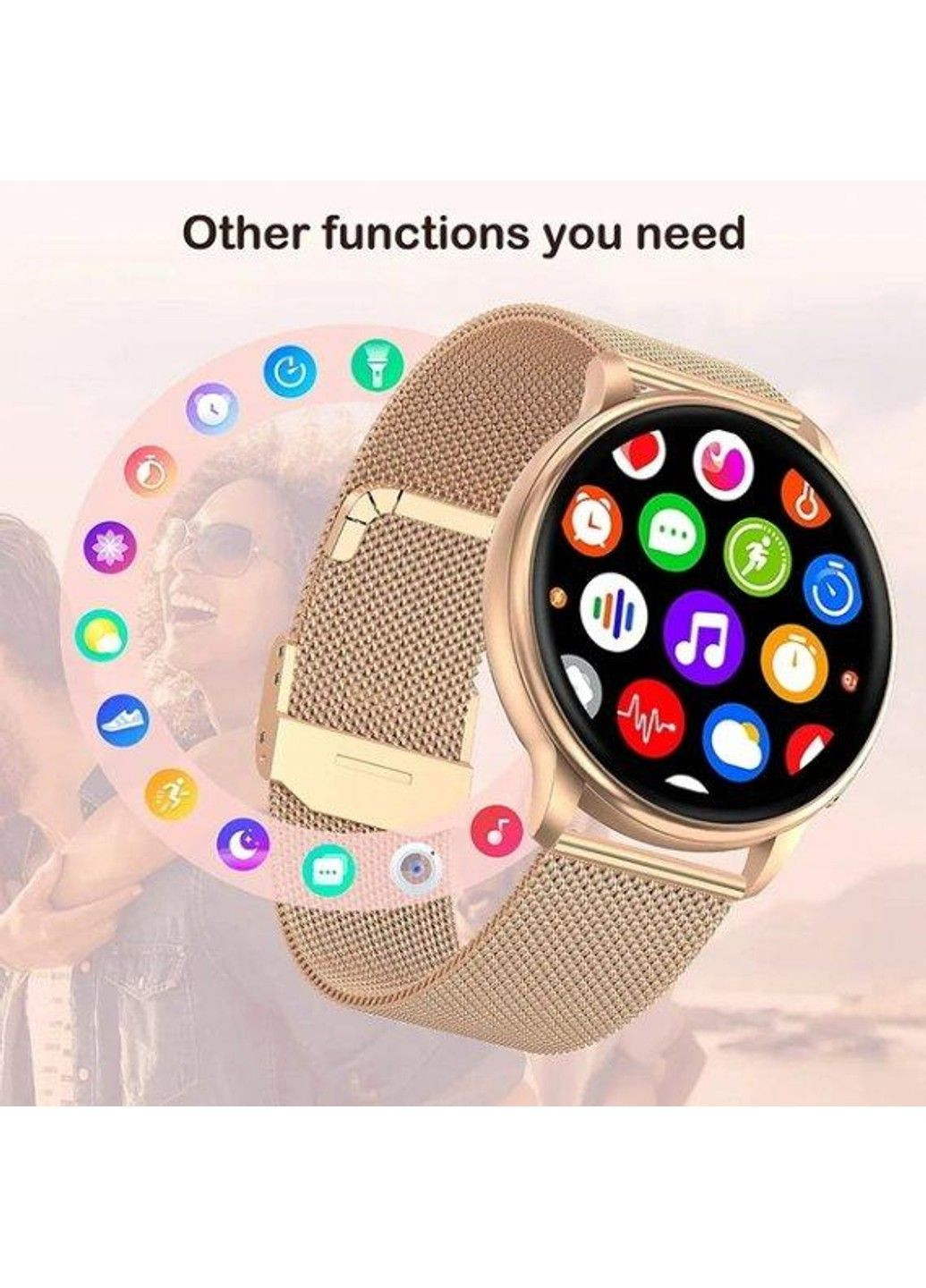 Розумний смарт годинник Smart Melisia + 2 ремінці (Gold) UWatch (314483077)