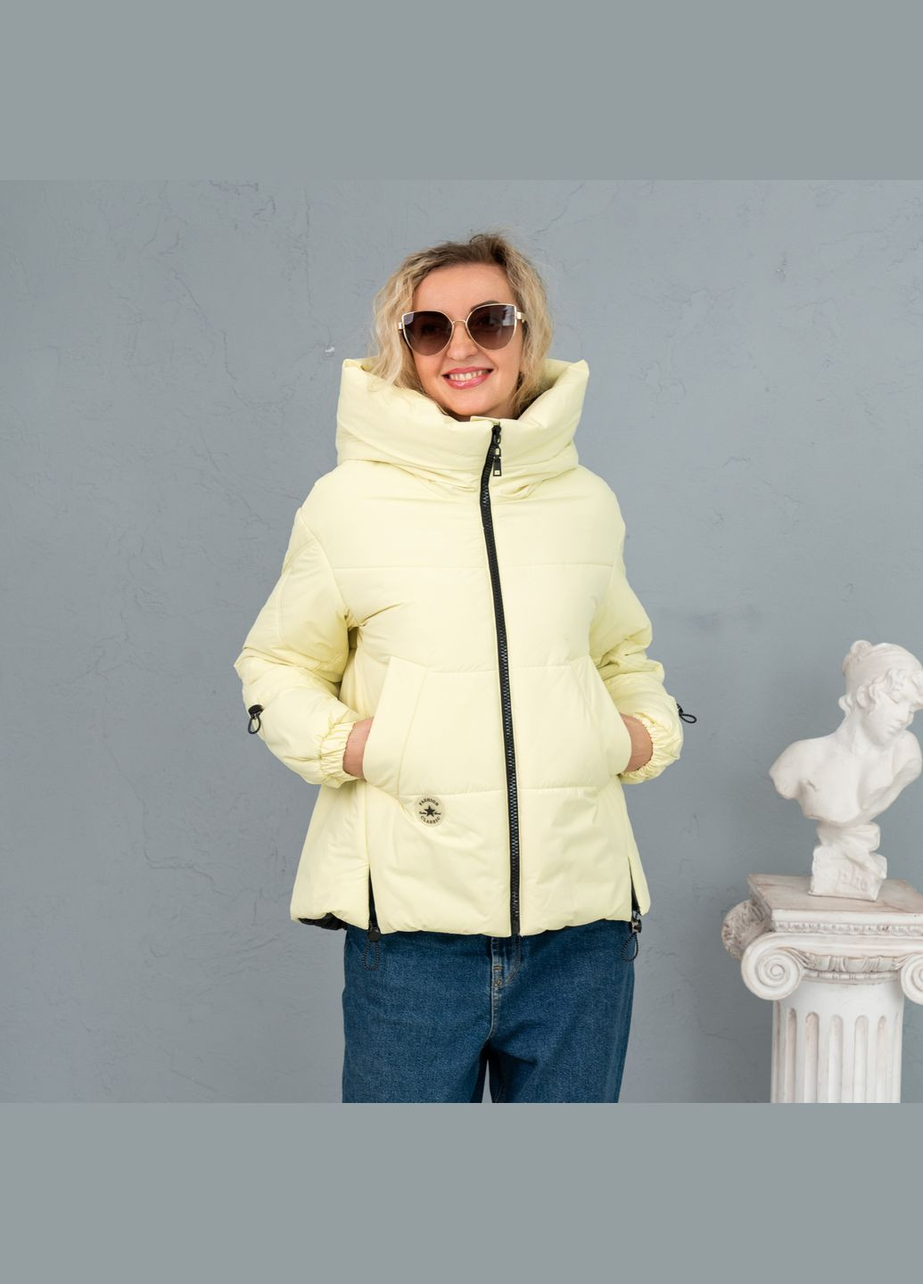Желтая зимняя женская зимняя куртка SK