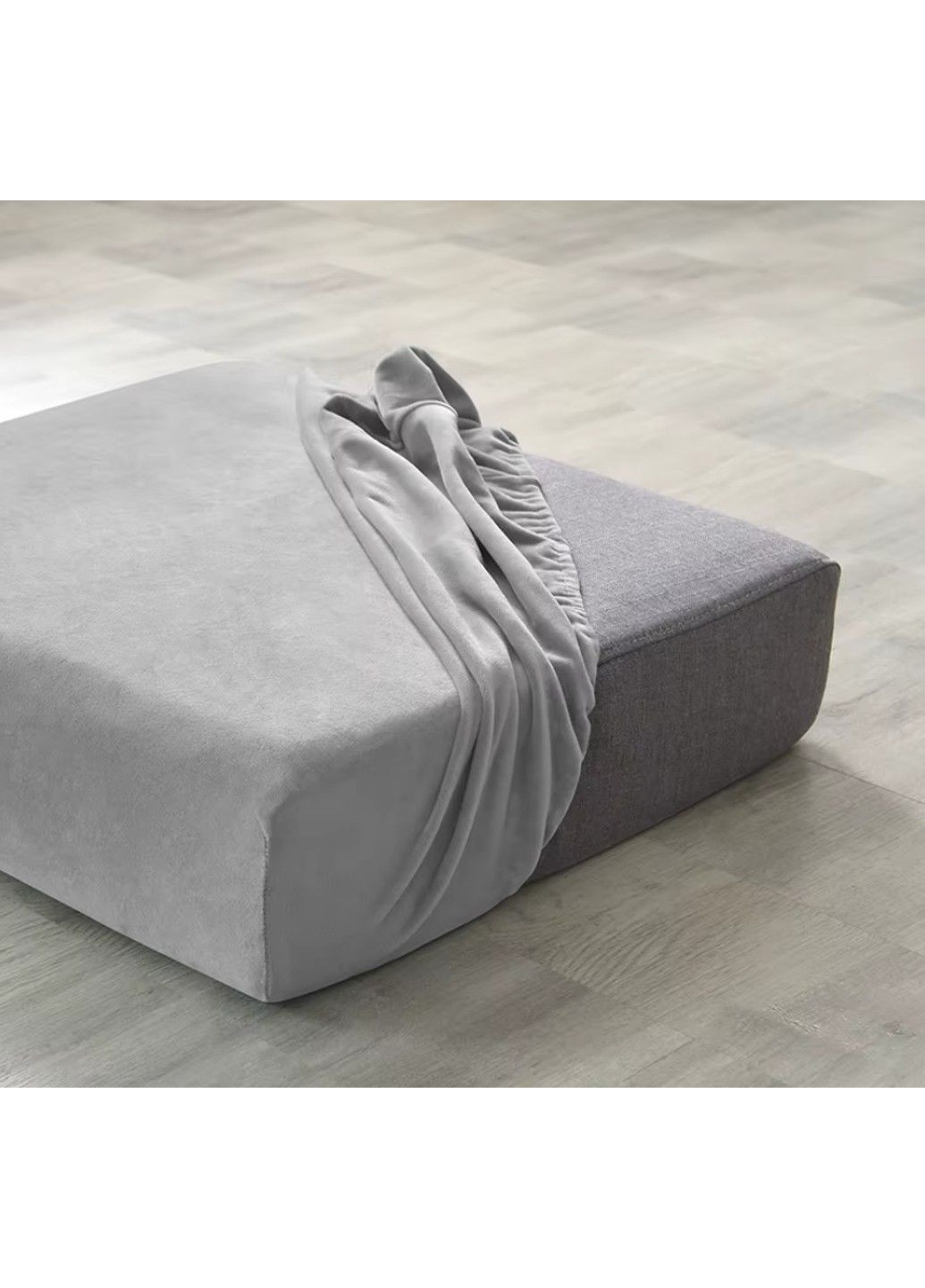 Чохол для сидінь та спинок дивана сірий Gray Велюр-спандекс Slavich (370269232)