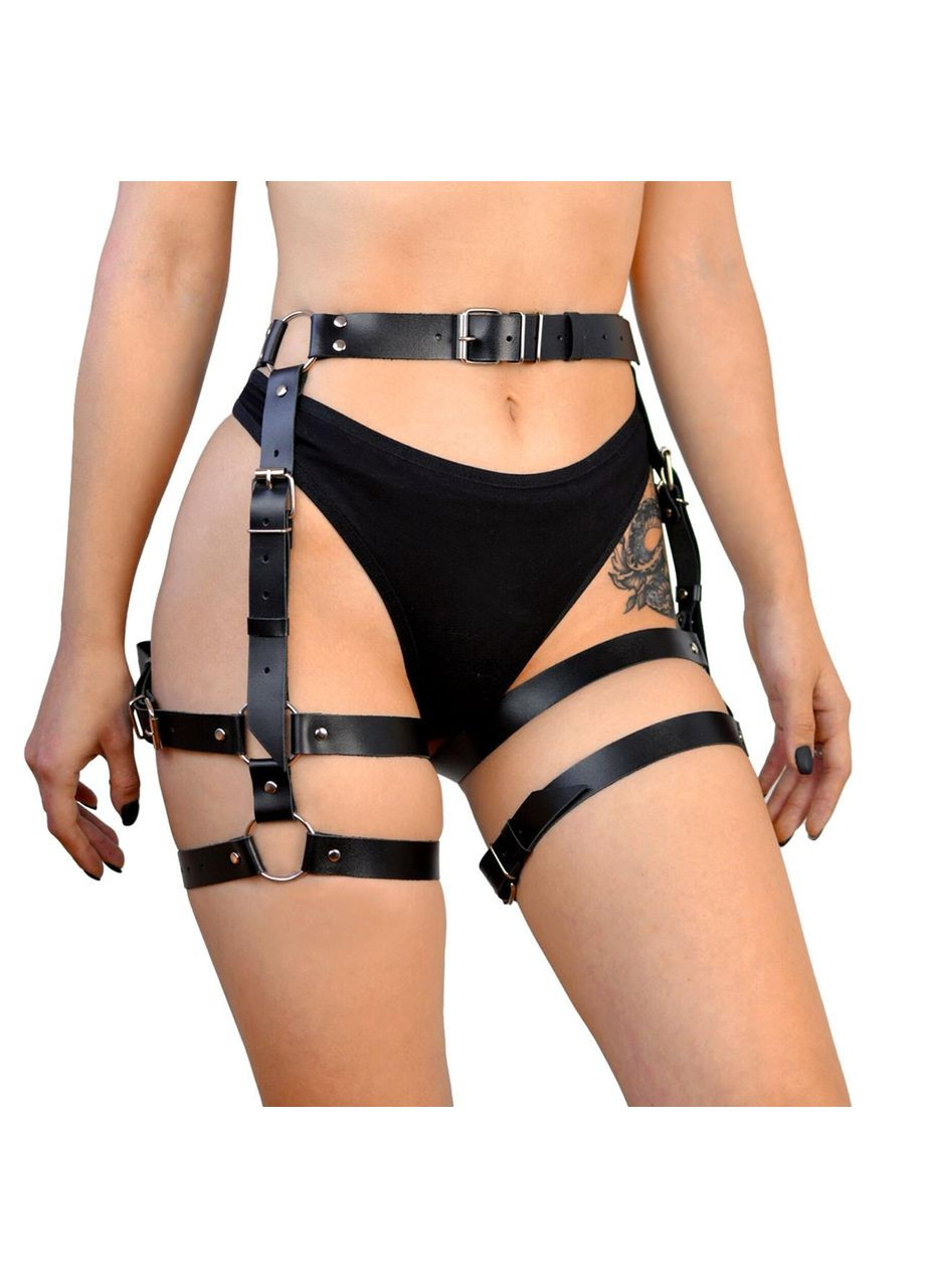 Гартеры Art of Sex - Claire, натуральная кожа, размер L-2XL, цвет черный No Brand (303888353)