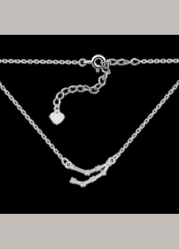 Колье серебряное знаки зодиака Козерог на тонкой цепочке с яркими фианитами. Каштан (342335329)